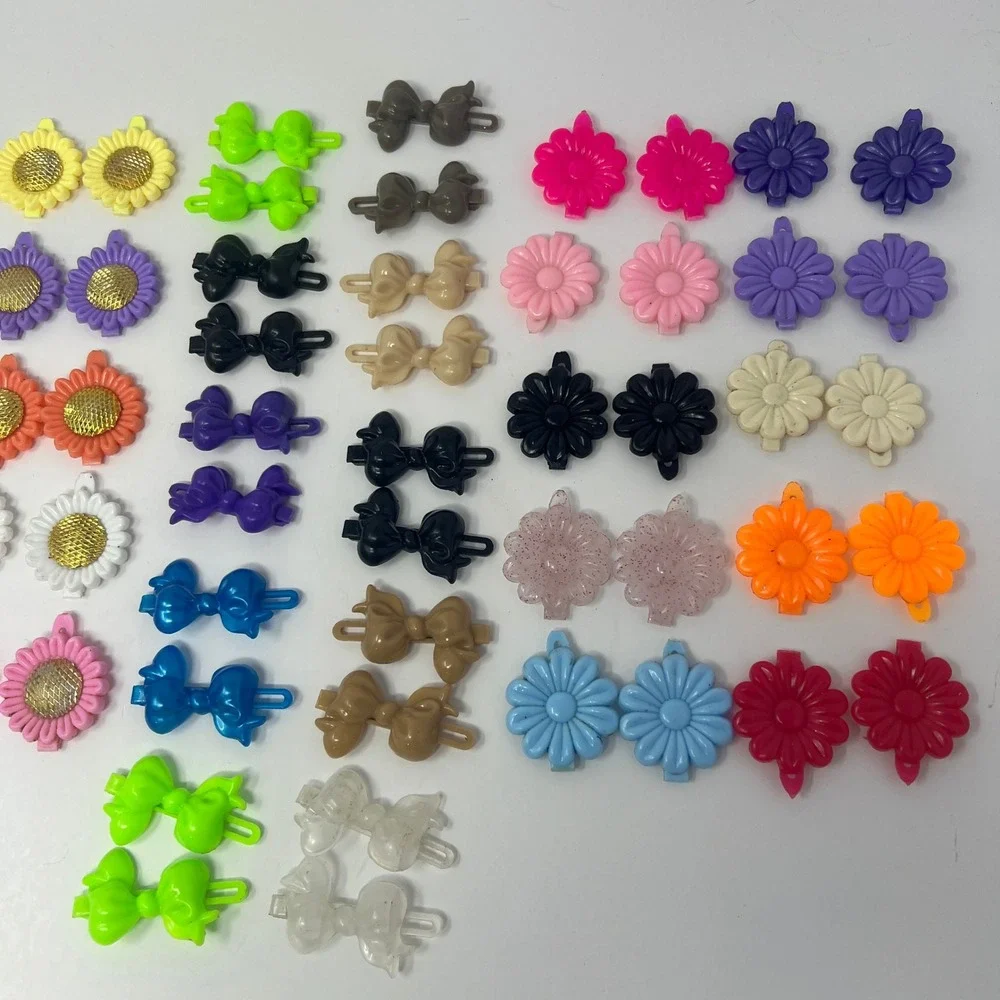 Kids Plastic Hair Barrettes Lot 60 Pc Sunflower Daisy Bow Clips Cute Accessories